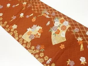 地紙に花葉模様織出し袋帯